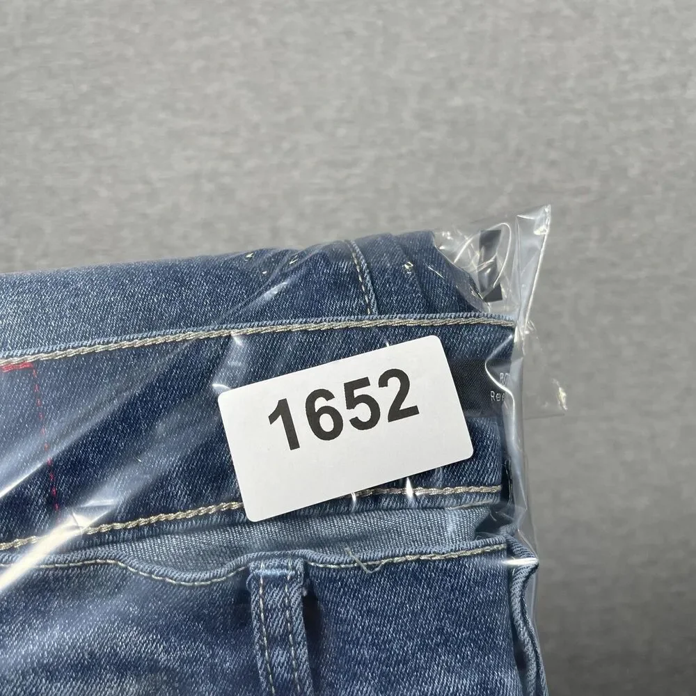 True Religion Bobby Relaxed Baggy Jeans Mens 35x31 Blue Medium Wash Embroidered